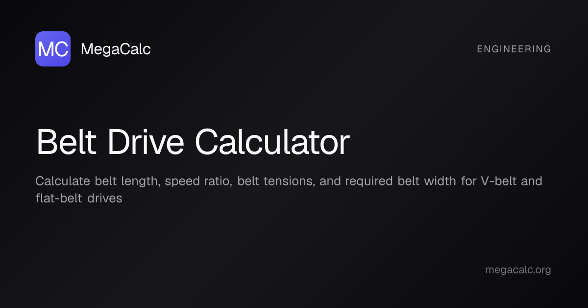 Belt Drive Calculator — Free with Formula | MegaCalc