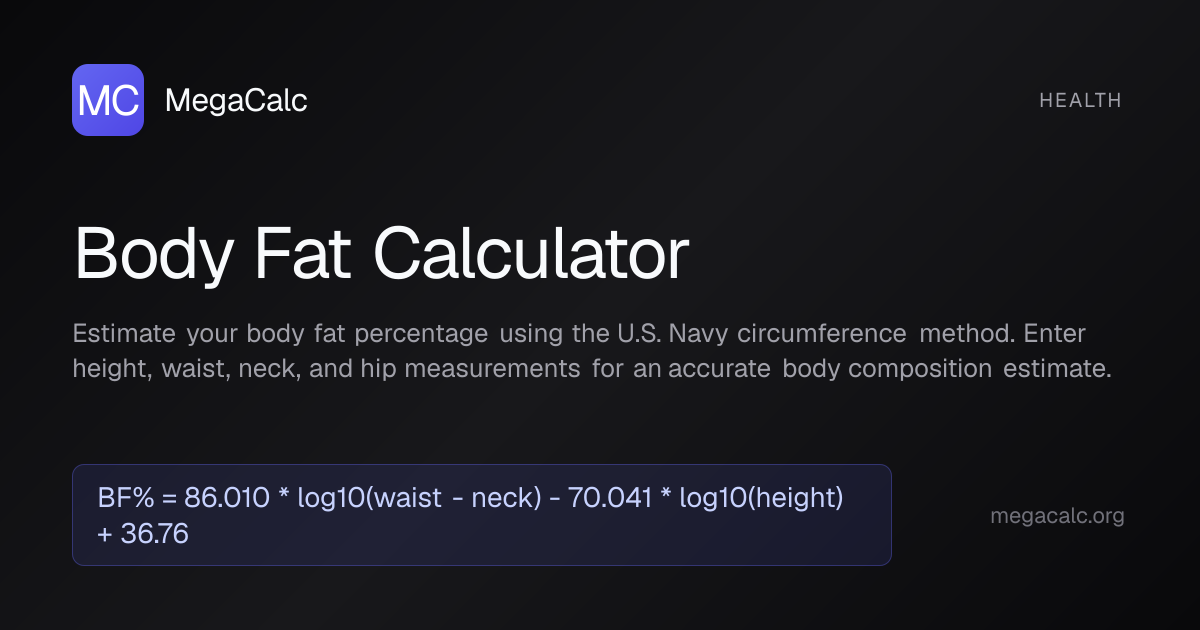 Body Fat Calculator — Free with Formula | MegaCalc