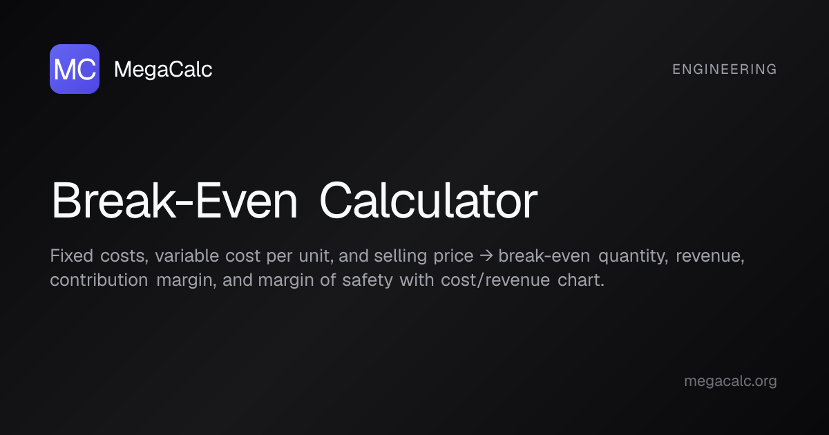 Break-Even Calculator — Free with Formula | MegaCalc