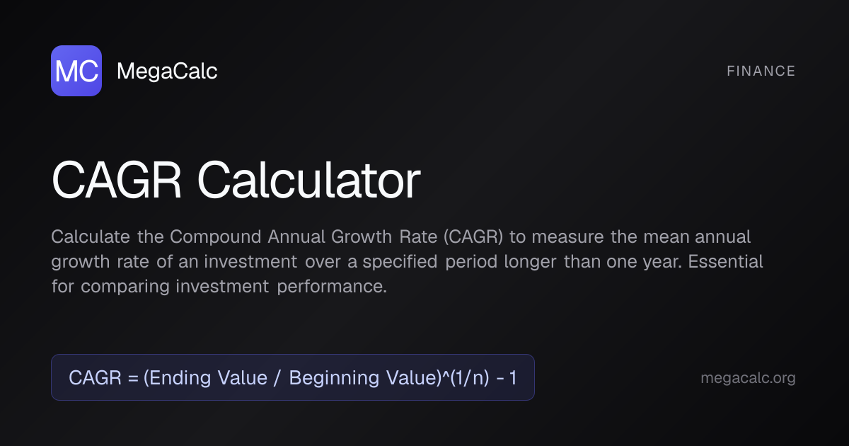 CAGR Calculator — Free with Formula | MegaCalc