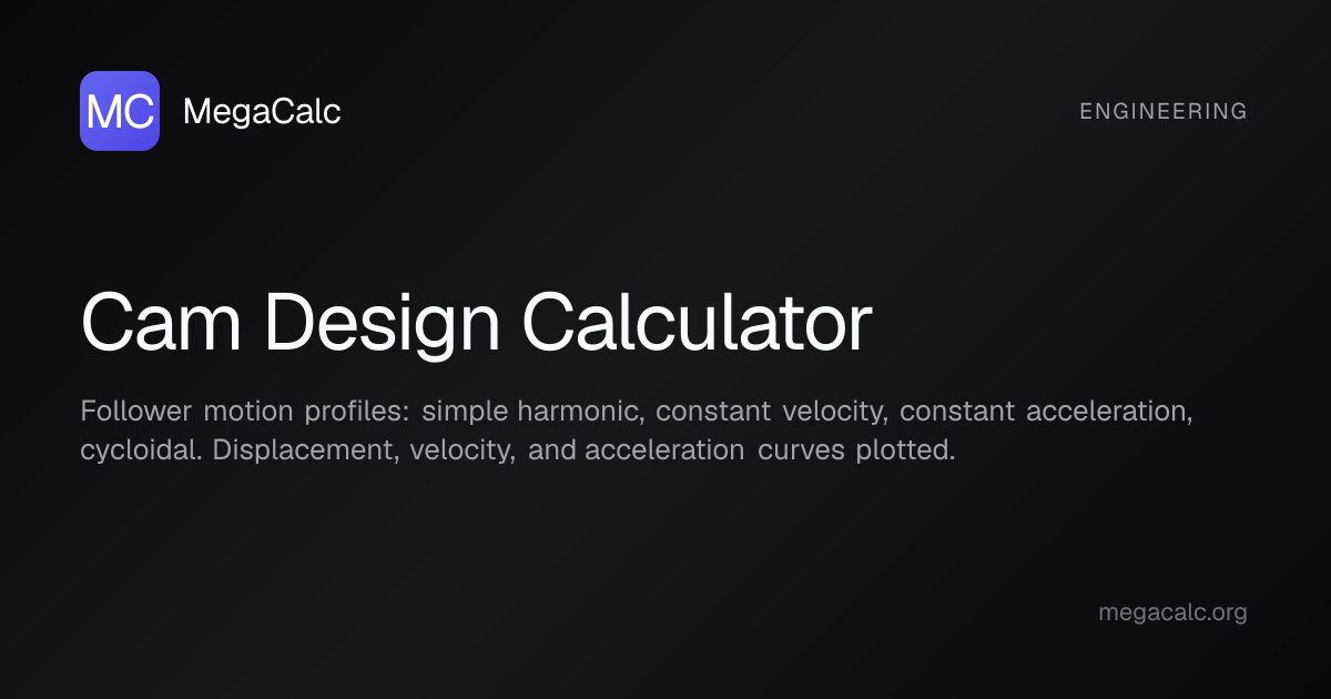 Cam Design Calculator — Free with Formula | MegaCalc