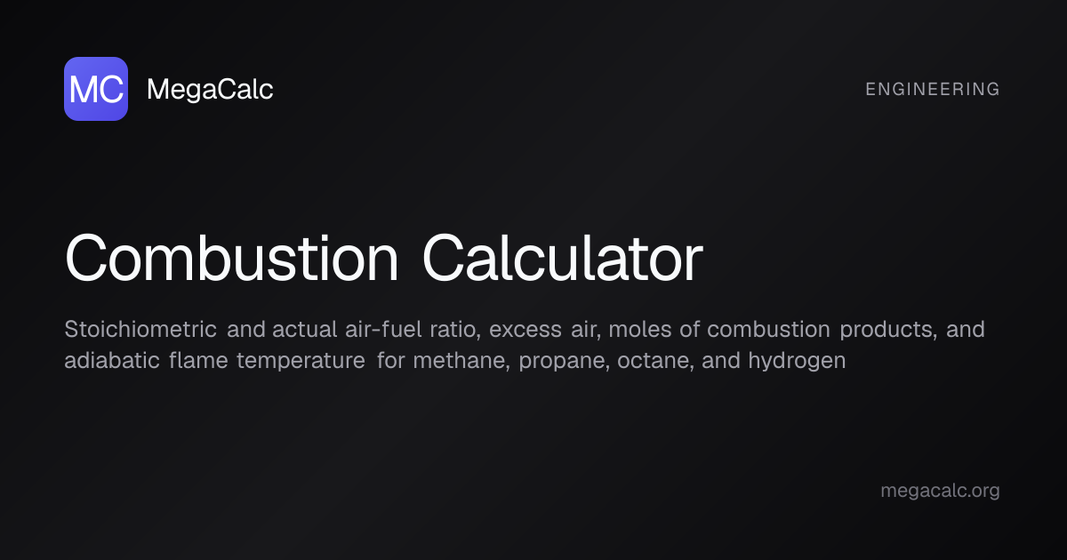 Combustion Calculator — Free with Formula | MegaCalc