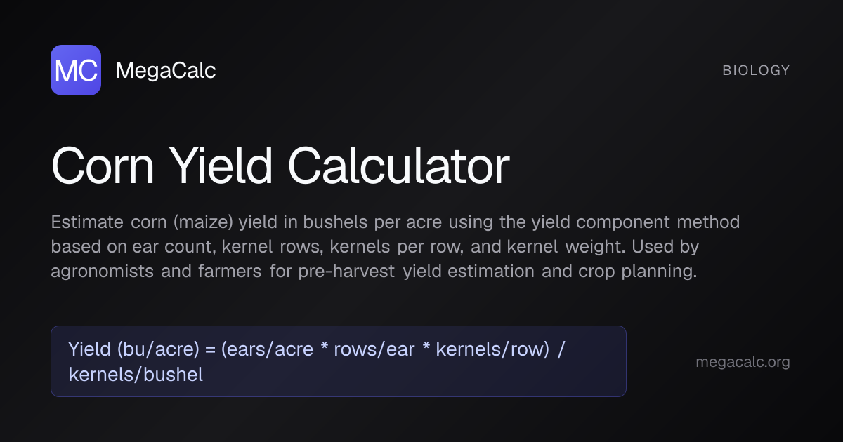 Corn Yield Calculator — Free with Formula | MegaCalc