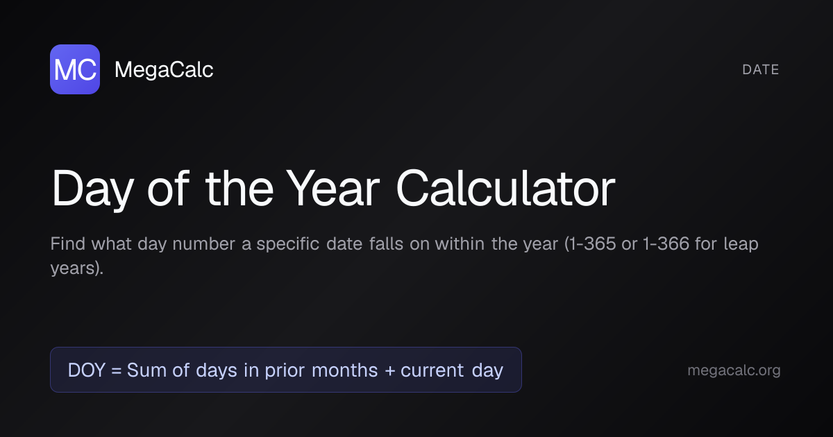 Day of the Year Calculator — Free with Formula | MegaCalc
