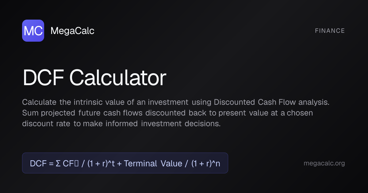 DCF Calculator — Free with Formula | MegaCalc