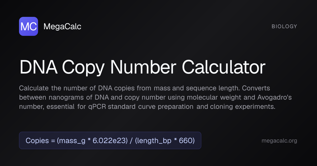 DNA Copy Number Calculator — Free with Formula | MegaCalc