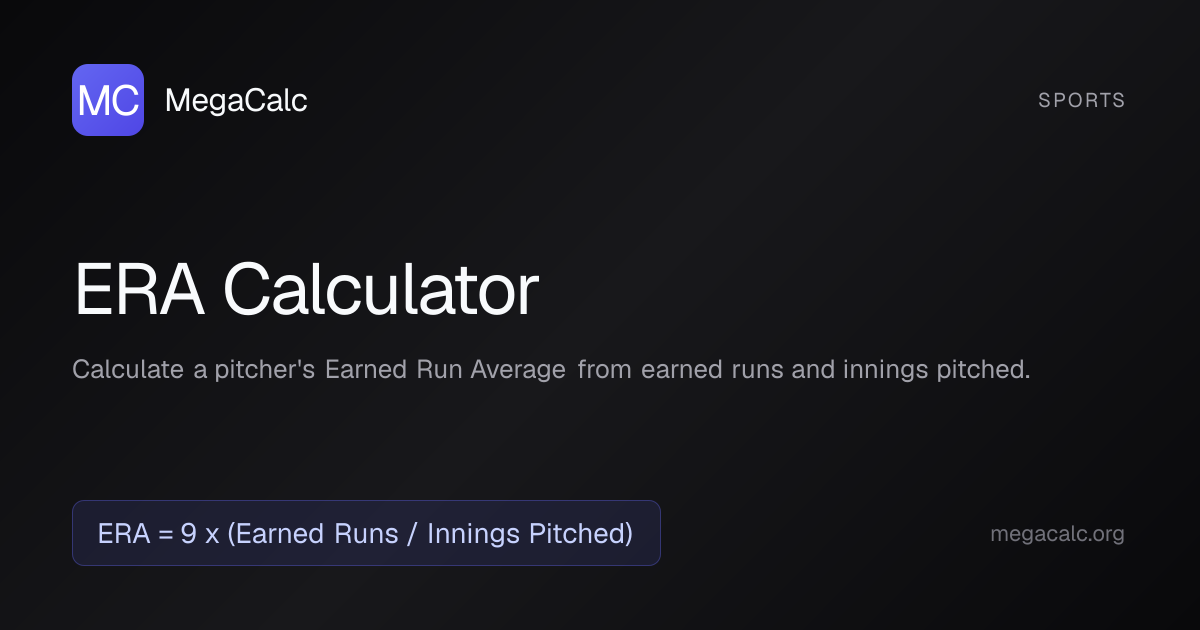 ERA Calculator — Free with Formula | MegaCalc
