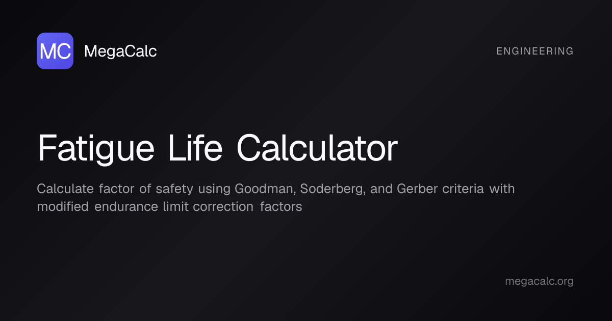 Fatigue Life Calculator — Free with Formula | MegaCalc