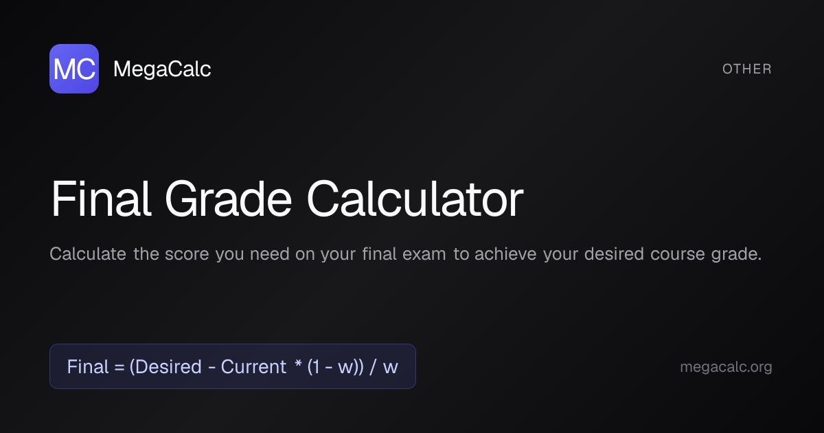 Final Grade Calculator — Free with Formula | MegaCalc