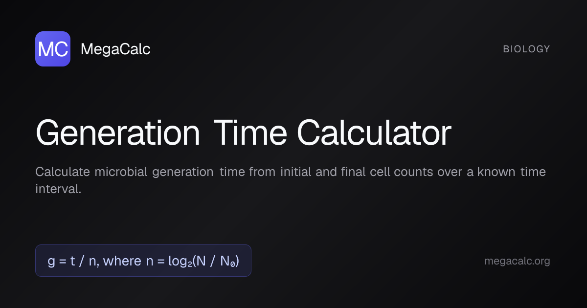 Generation Time Calculator — Free with Formula | MegaCalc