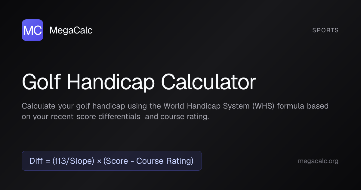 Golf Handicap Calculator — Free with Formula | MegaCalc