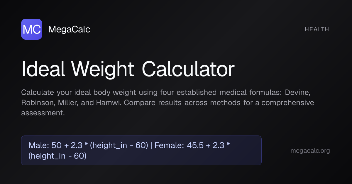 Ideal Weight Calculator — Free with Formula | MegaCalc