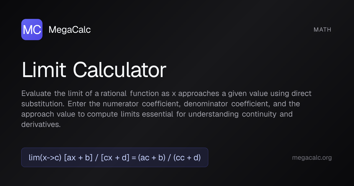 Limit Calculator — Free with Formula | MegaCalc