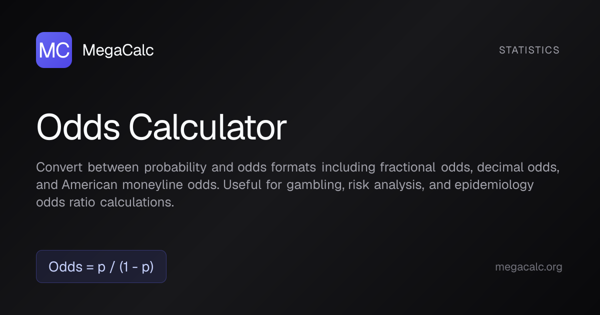 Odds Calculator — Free with Formula | MegaCalc
