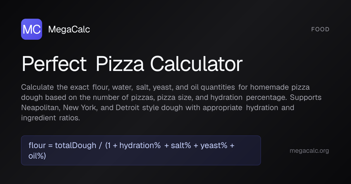 Perfect Pizza Calculator — Free with Formula | MegaCalc