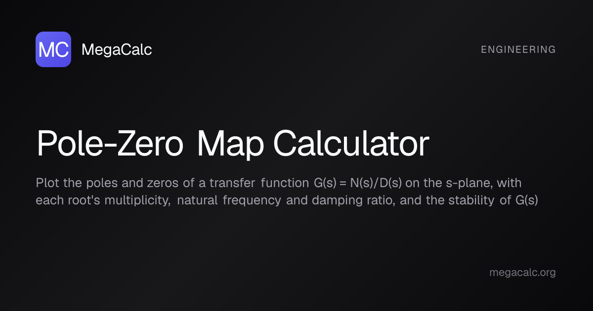 Pole-Zero Plot Calculator: s-Plane & Stability | MegaCalc