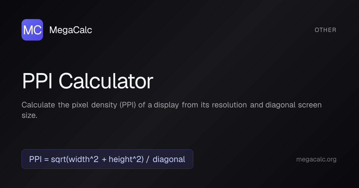 PPI Calculator — Free with Formula | MegaCalc