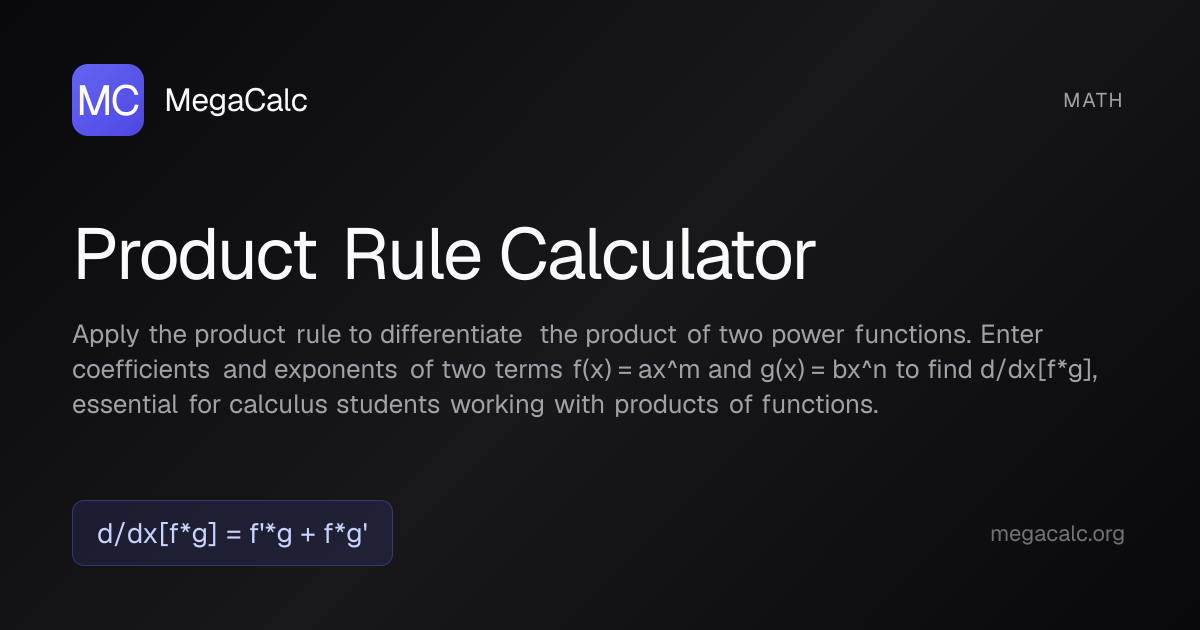 Product Rule Calculator — Free with Formula | MegaCalc