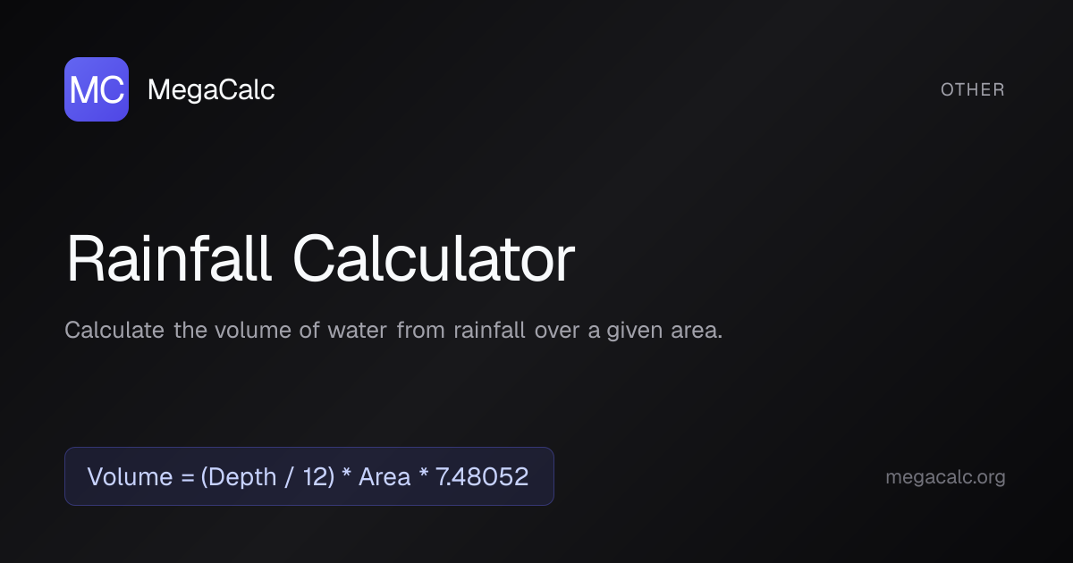 Rainfall Calculator — Free with Formula | MegaCalc