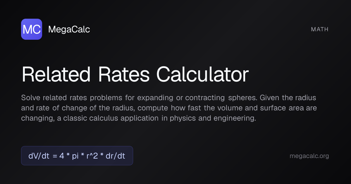 Related Rates Calculator — Free with Formula | MegaCalc