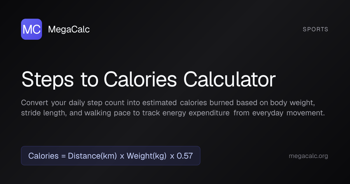 Steps to Calories Calculator — Free with Formula | MegaCalc