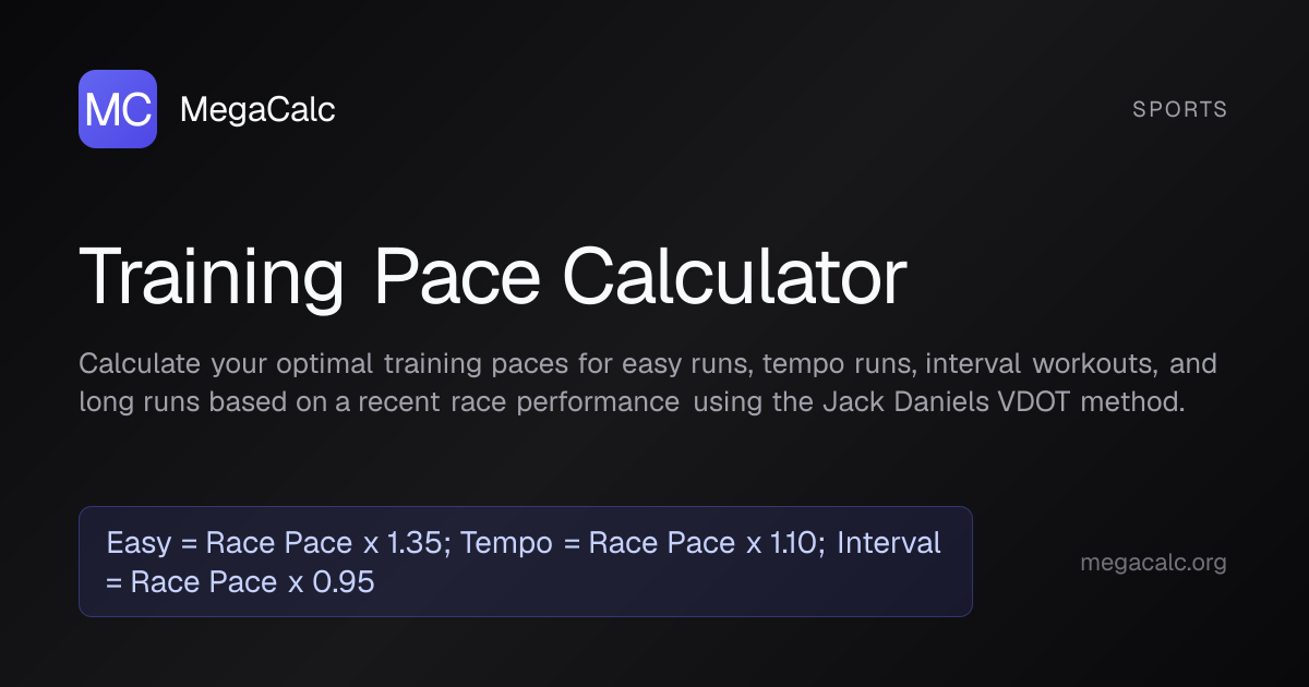 Training Pace Calculator — Free with Formula | MegaCalc