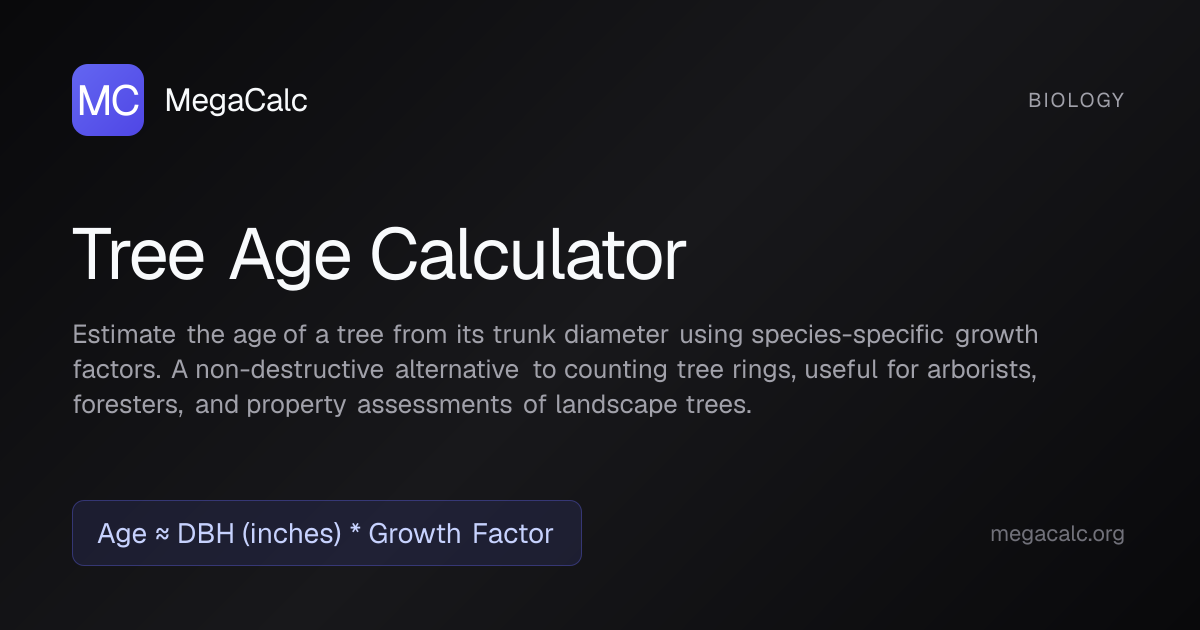 Tree Age Calculator — Free with Formula | MegaCalc