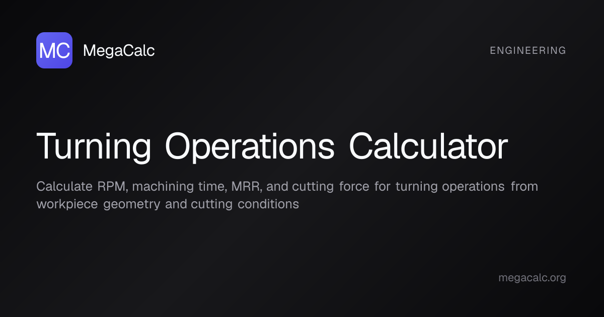 Turning Operations Calculator — Free | MegaCalc