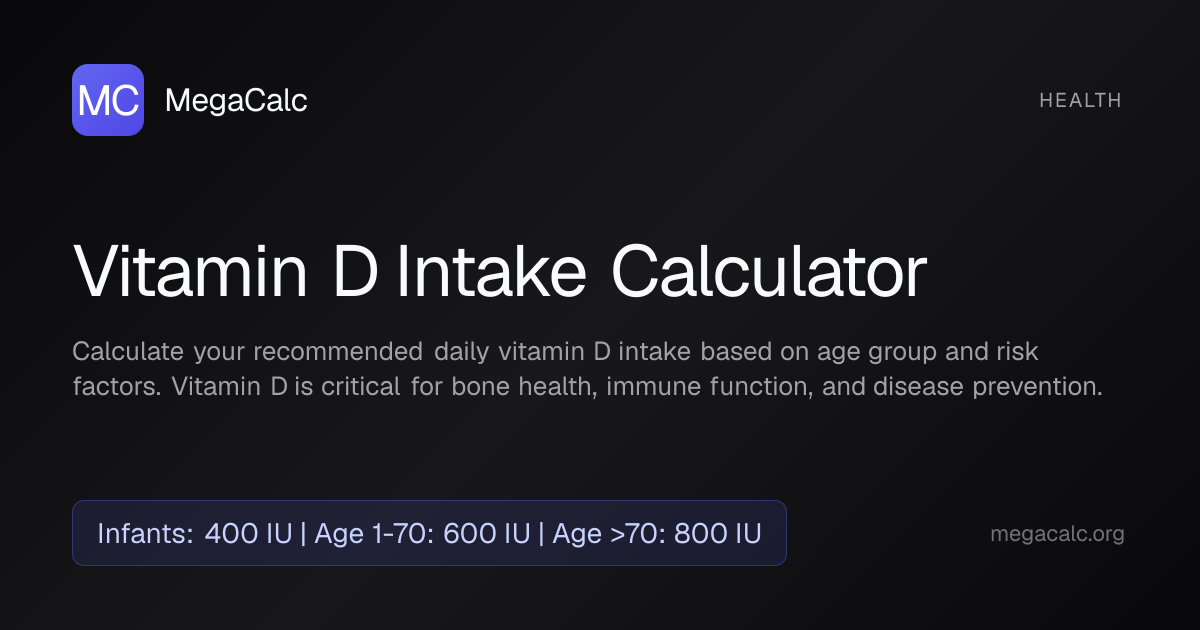 Vitamin D Intake Calculator — Free with Formula | MegaCalc